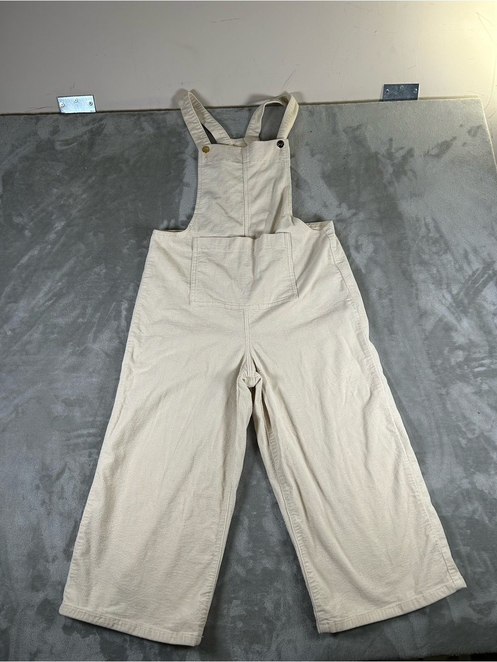 Wyld blue Cream Wide-Leg Corduroy Overalls